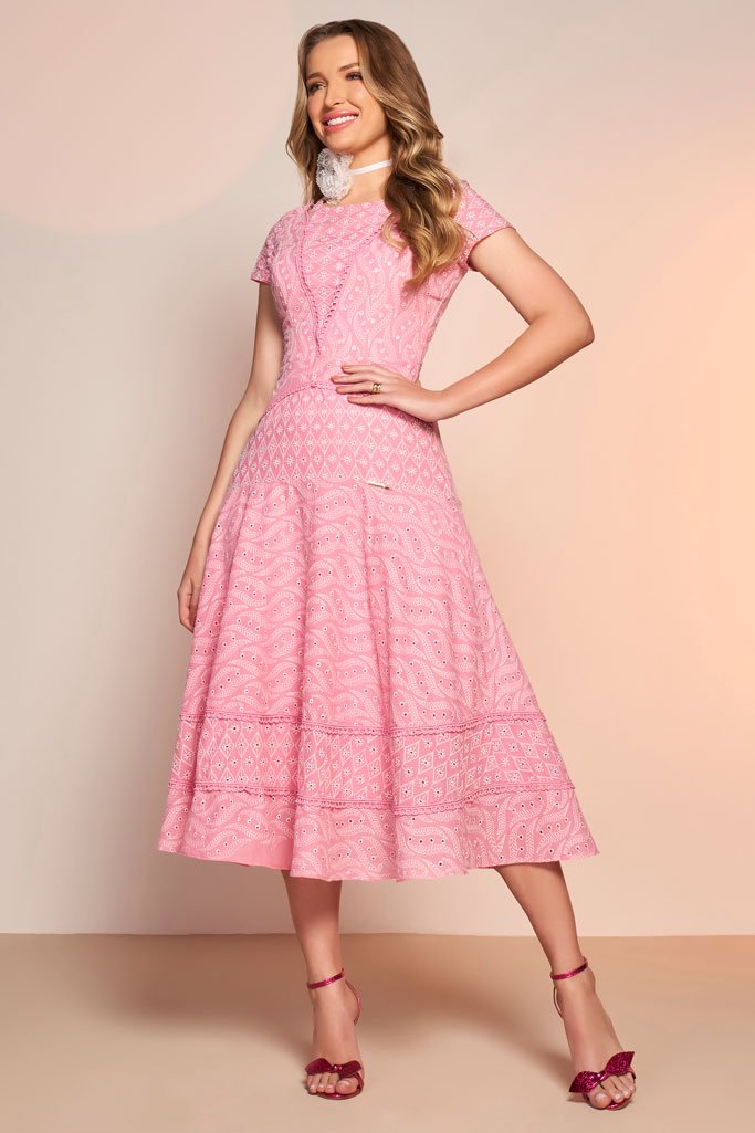 Vestido rosa 2024 bebe midi