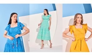 mulheres com vestidos das cores da moda