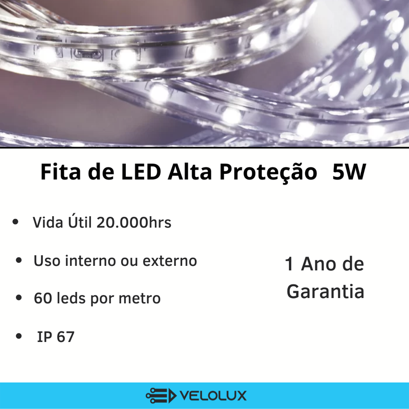 Fita LED Pro 7,2W - 25 metros 12v - 90 LED/Metro - Taschibra