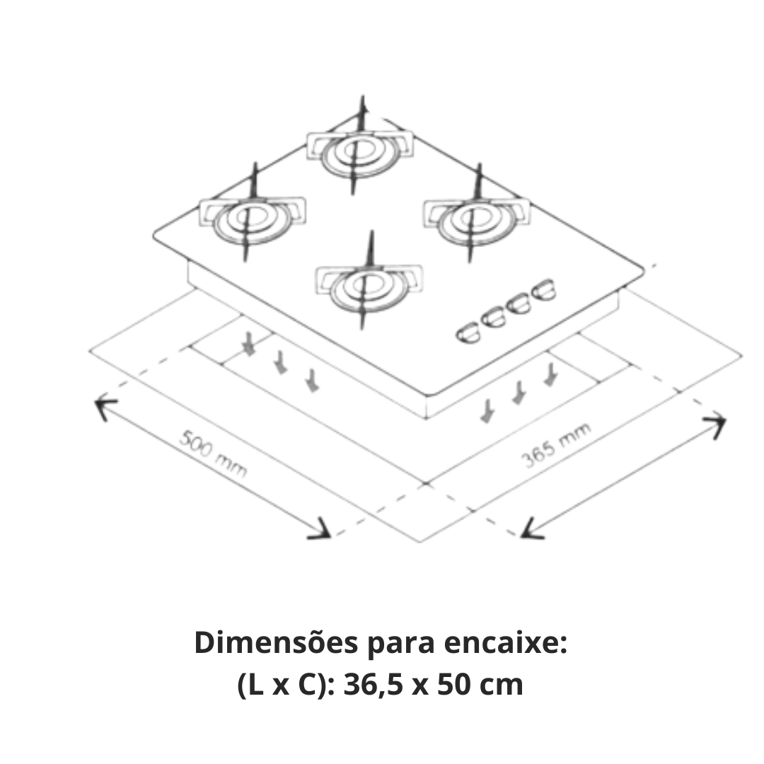 Fogão Cooktop 4 Bocas Ultra Chama - Chamalux