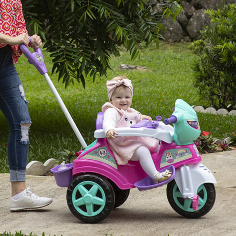Triciclo Infantil Menina Com Empurrador Pais E Filhos