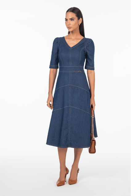 Vestido longo jeans via tolentino top