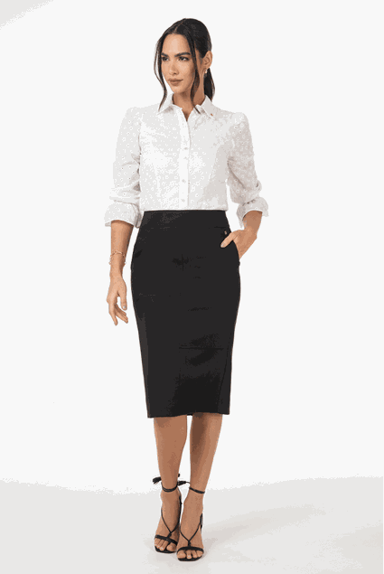 Saia lapis clearance e camisa