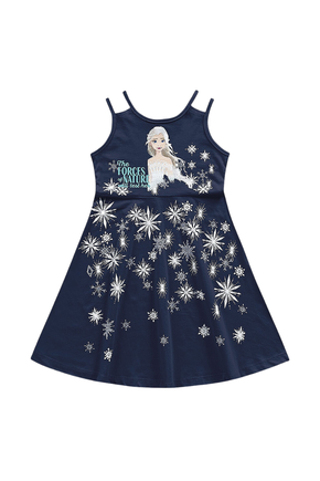 Vestido Longo Brandili Frozen Elsa Infantil Azul-Marinho - Compre Agora