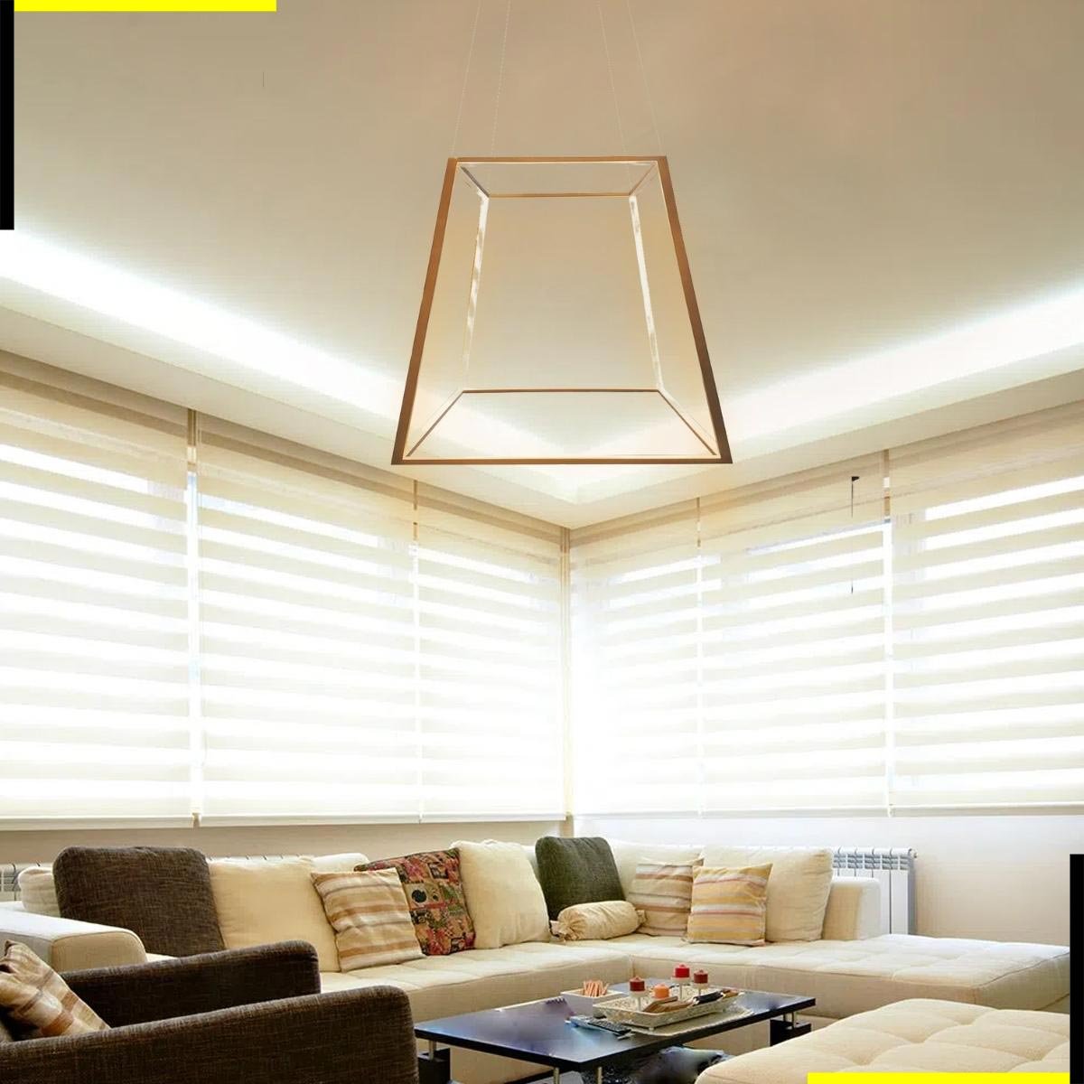 Luminária Pendente Lucca Trapézio LED 85W 2700K 50x50cm Bivolt StarLux