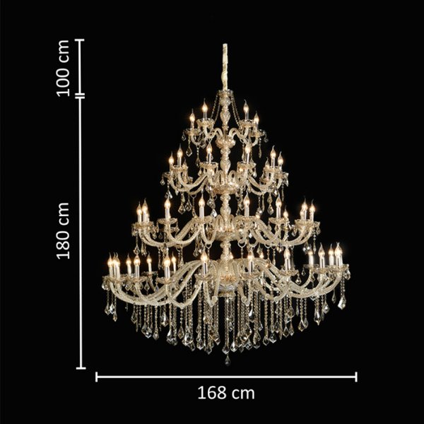 LUSTRE MARIA THEREZA 50 BRAÇOS Ø168X180CM CRIS, VID E METAL CHAMP E DOU ...