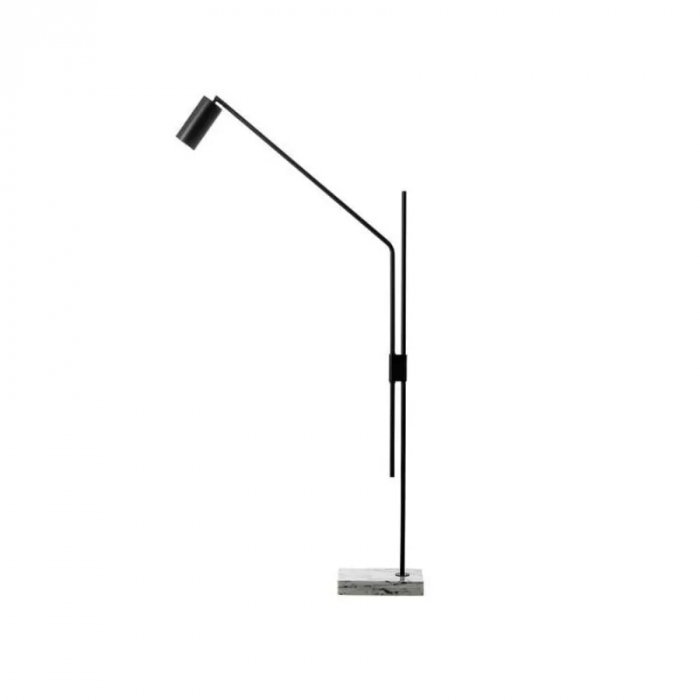 LUMINÁRIA DE CHÃO PISO CILINDRO ARTICULADO 128X15X65CM METAL E MÁRMORE