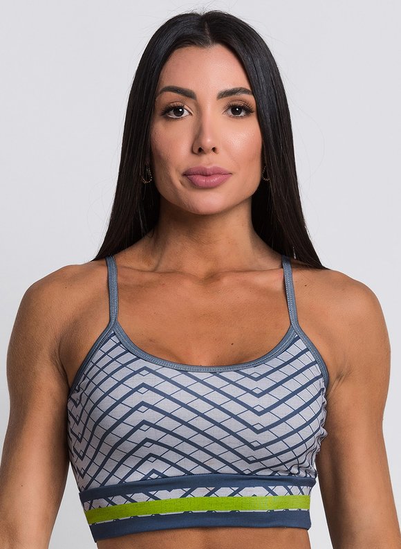 Top Fitness Alça Estampa Digital Stripe