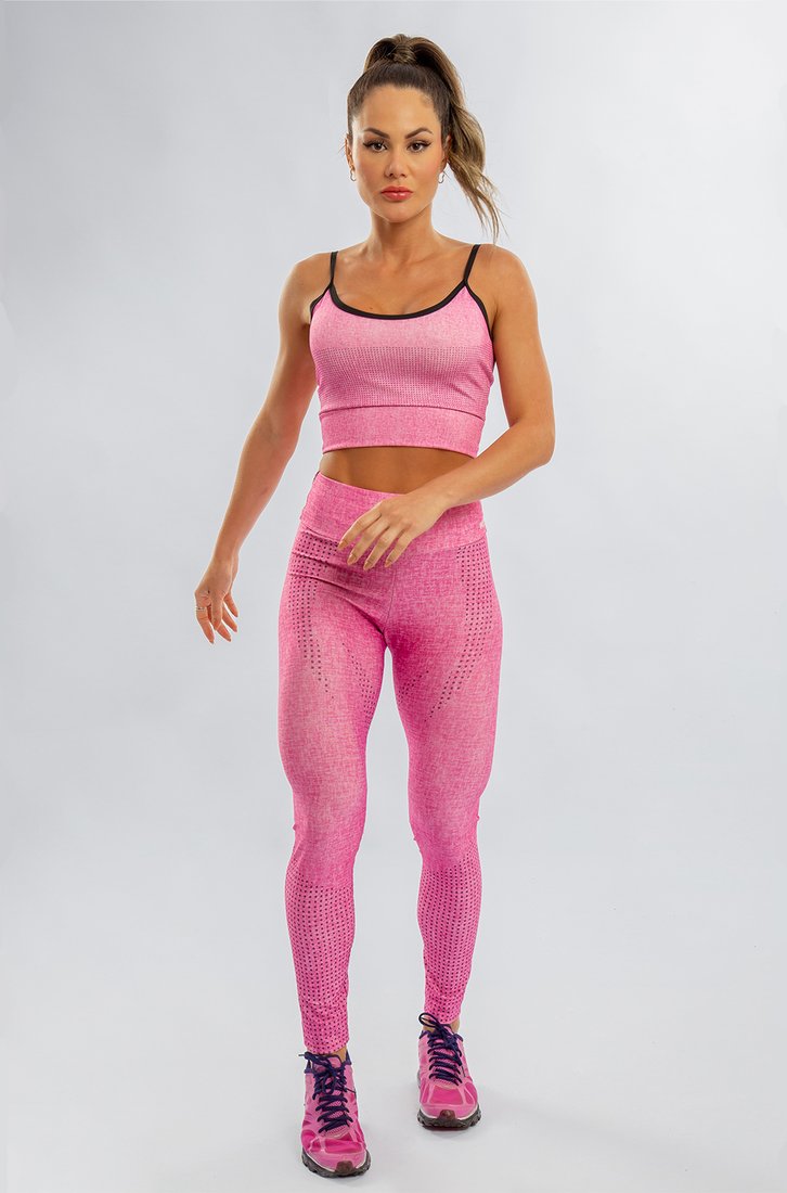 Conjunto Fitness Legging e Top Pink Screen